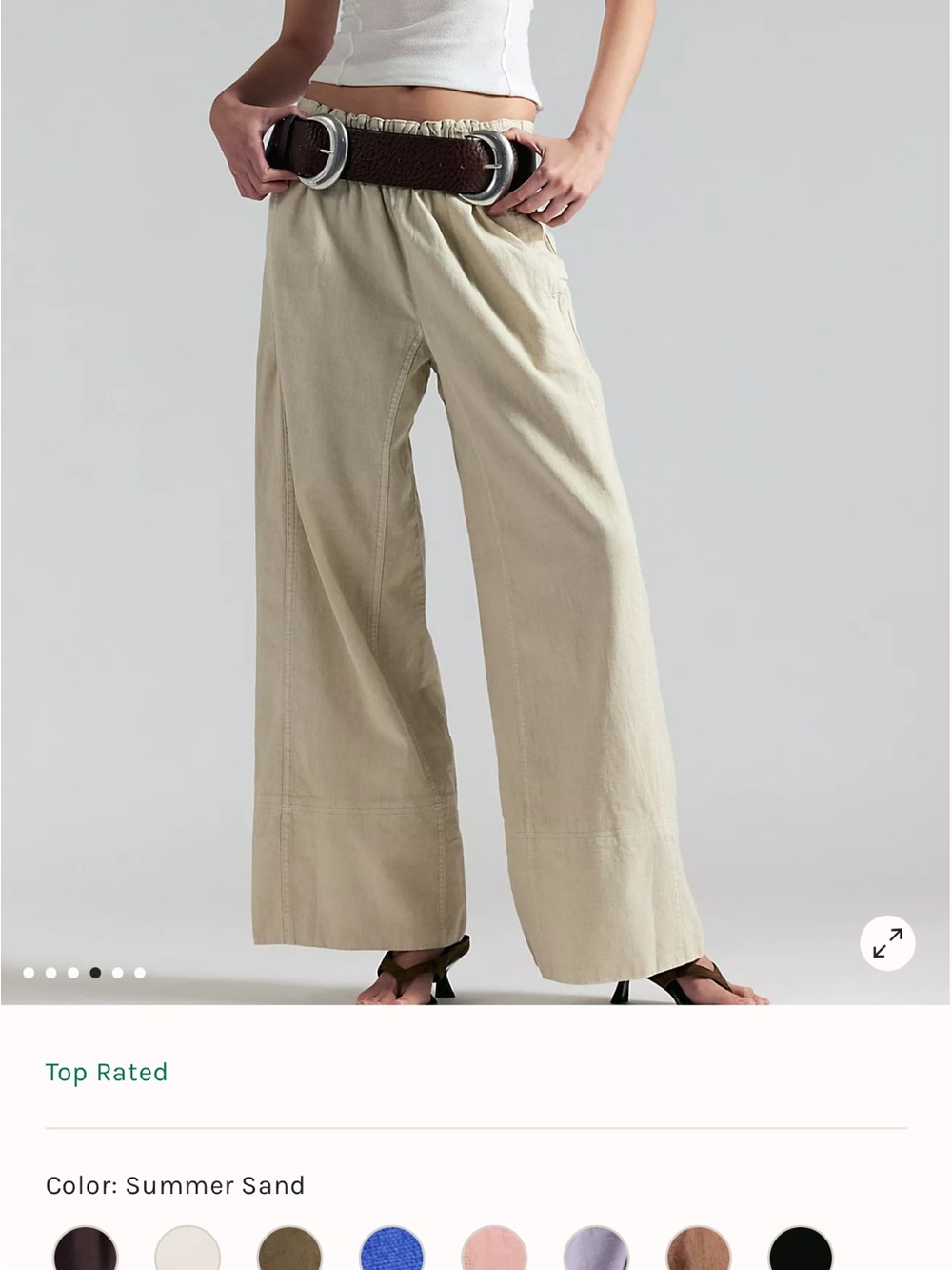 Free People Summer Sand Elastic Waist Wide-Leg Pants